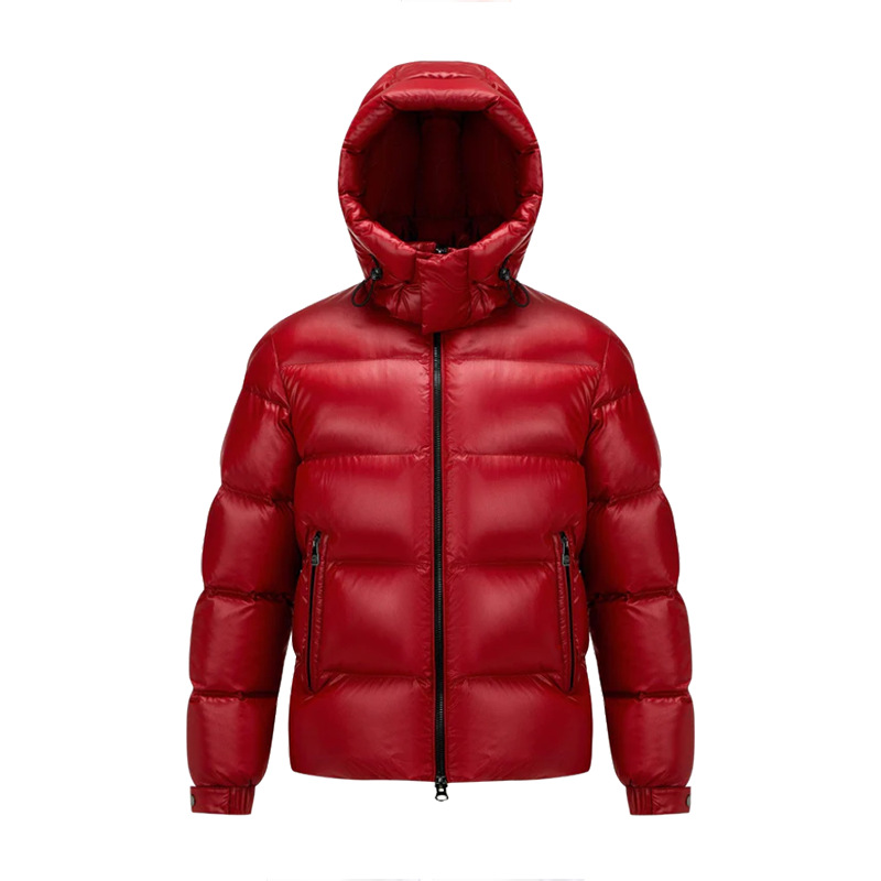 Blue high fill‑power short down jacket