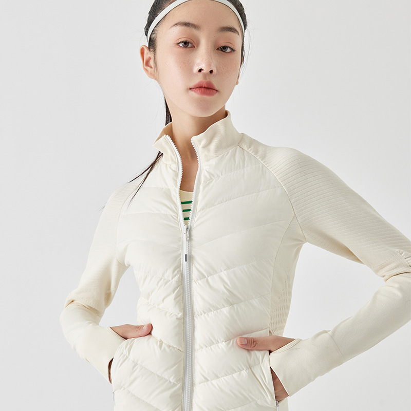 Women’s splicing sport down jacket with mixed textures